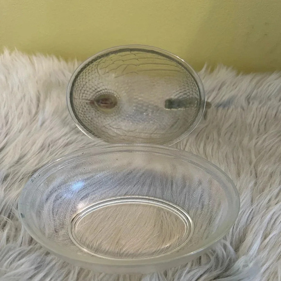 Vintage Indiana Glass Hen On Nest Clear Glass With Red Cone - Picture 3 of 6